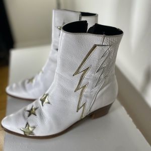 Modern Vice "The Original Bolt" Boots (White and Gold) DISCONTINUED